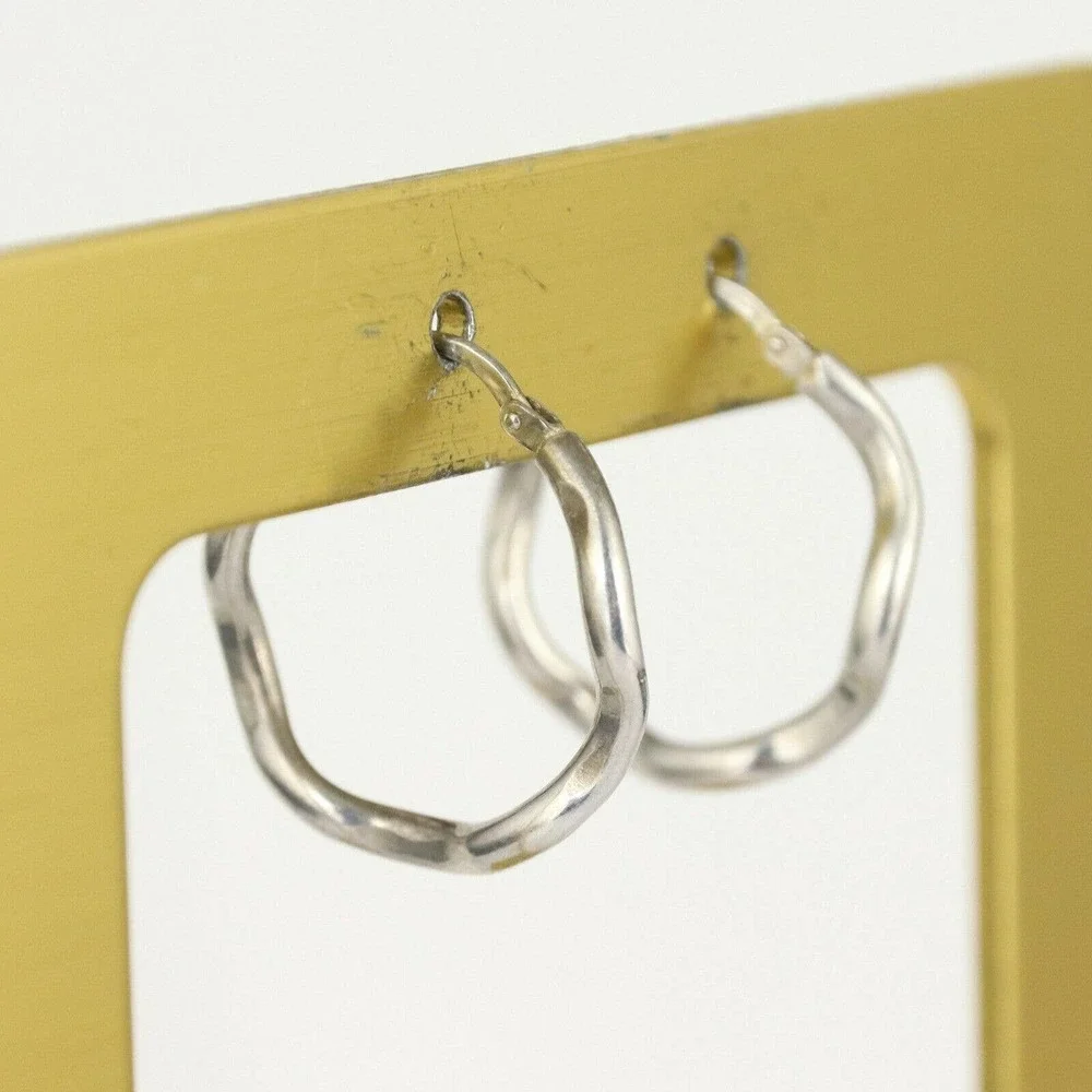 Vintage Estate Sterling Silver 925 Twisted Hoop Earrings